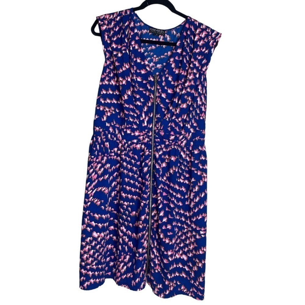 Forever 21+ Plus Size Size Short Sleeve Full Zip Abstract Dress Sz 1X